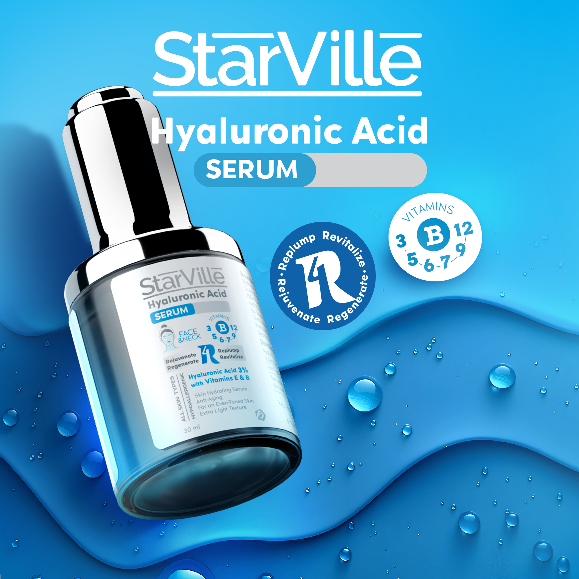 Starville Hyaluronic Acid Serum 30 ml – The Ultimate Solution for Firm, Hydrated, and Radiant Skin