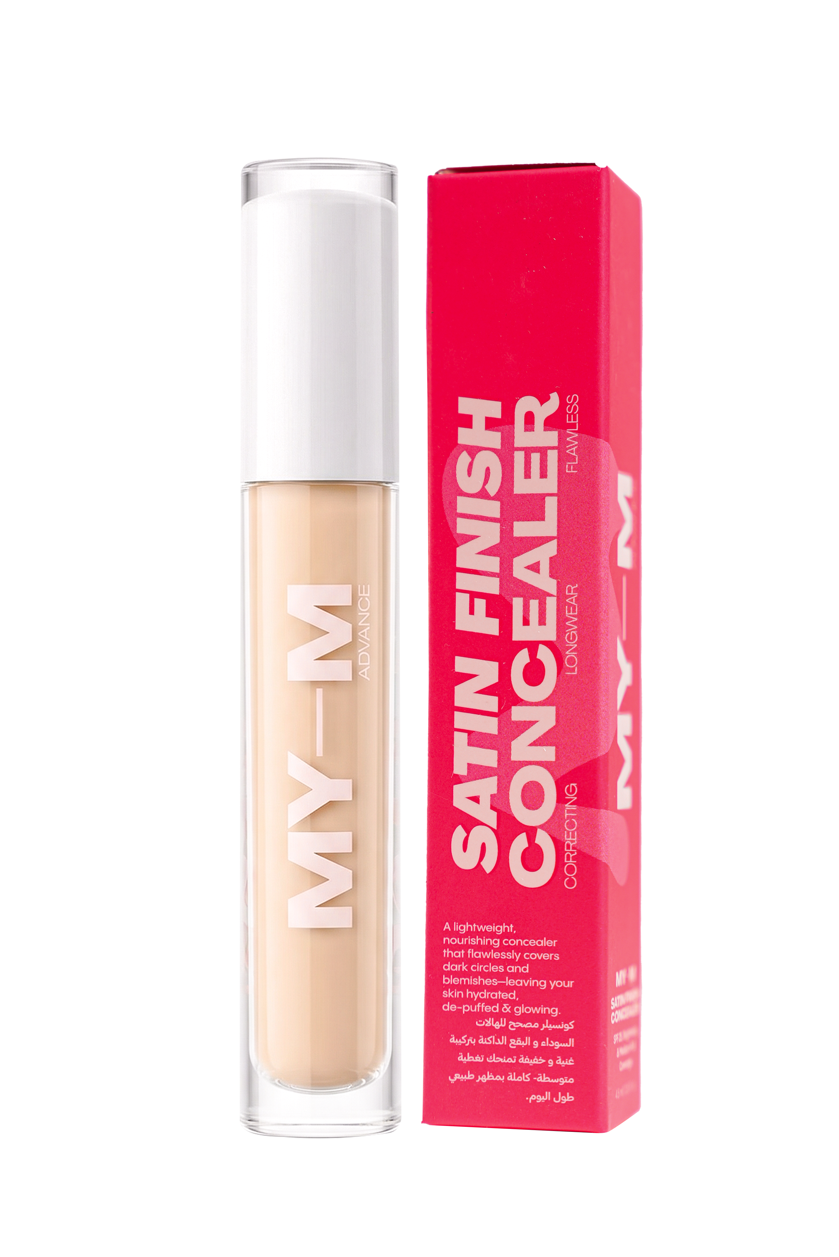 MY-M satin finish concealer with packaging