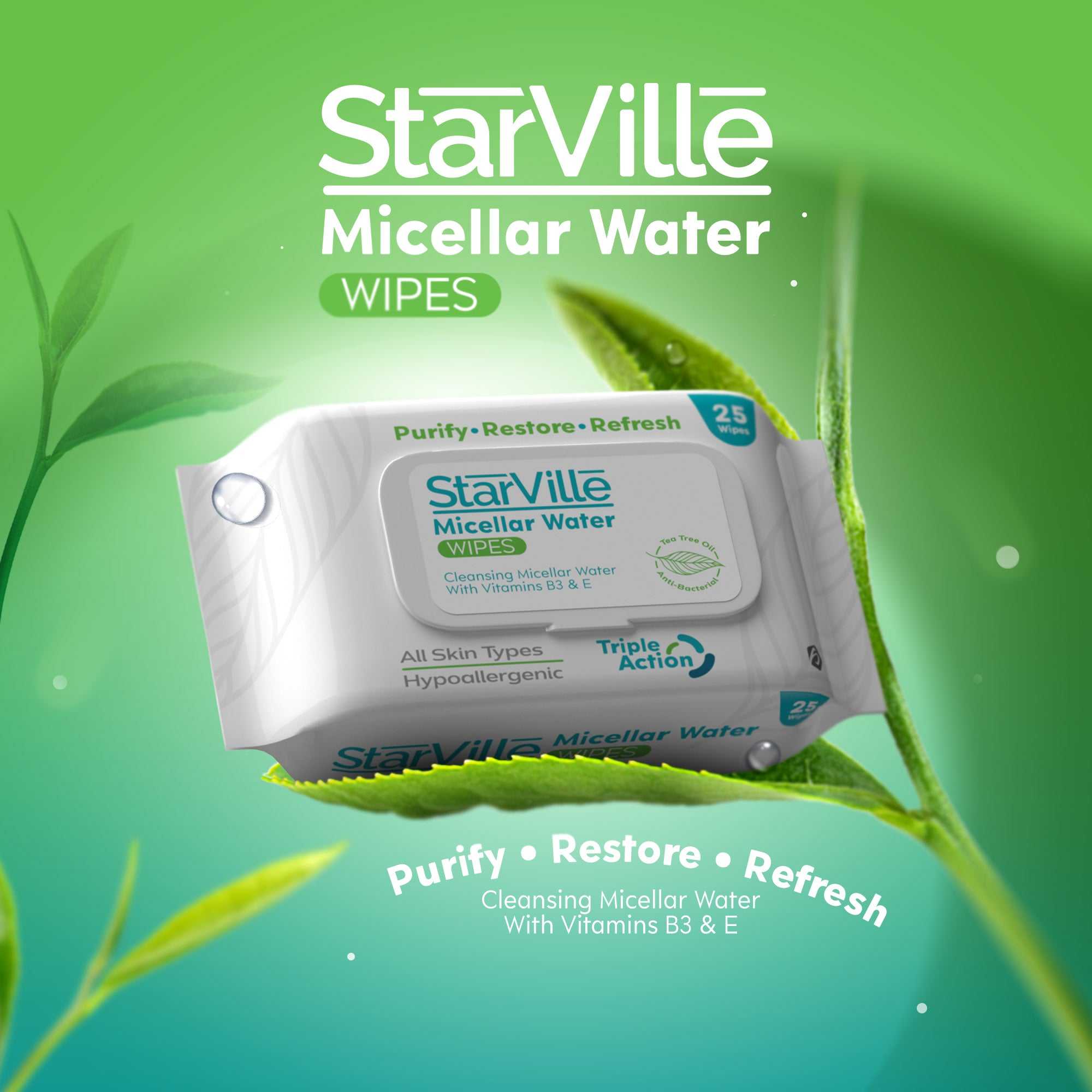 StarVille Micellar Water Wipes 50 pcs