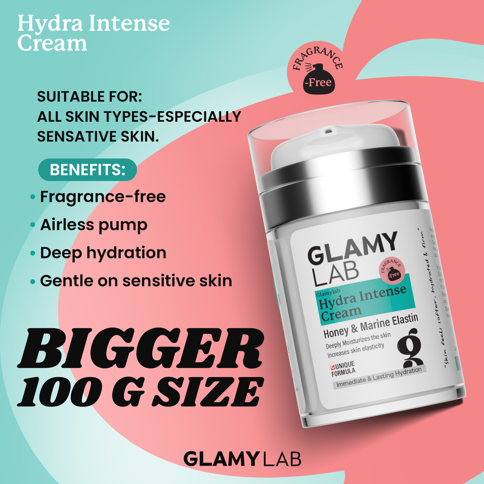 Glamy Lab Hydra Intense Cream fragrance-free packaging with product details