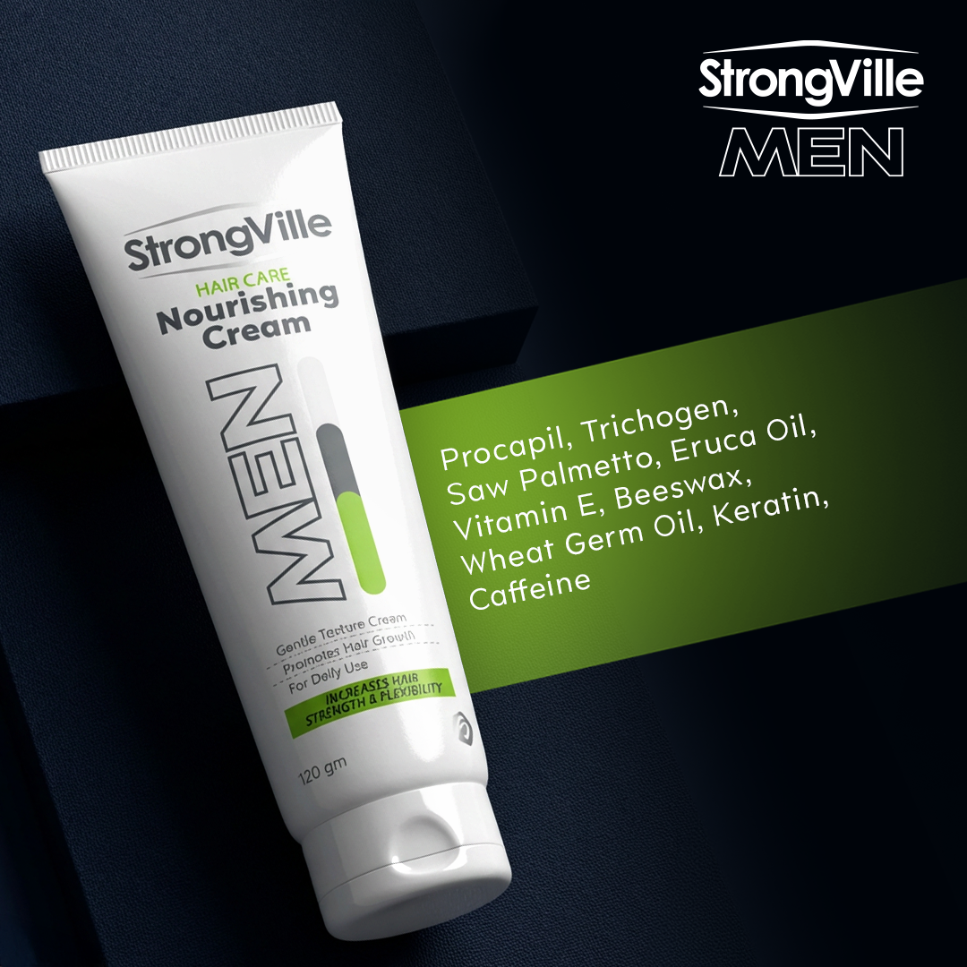 StrongVille Men's Nourishing Cream with product details.