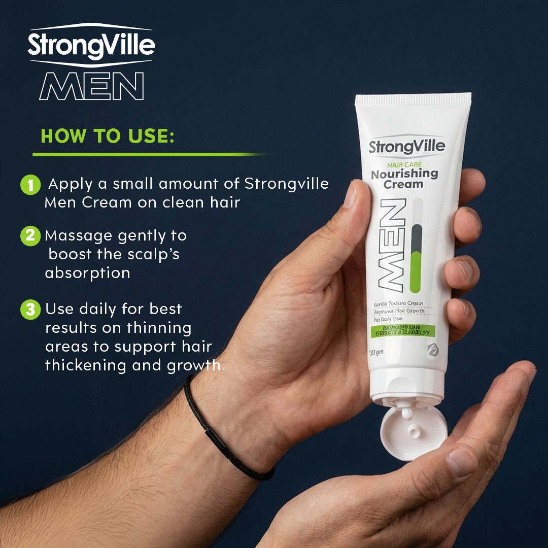 StrongVille Men's hair care cream with usage instructions