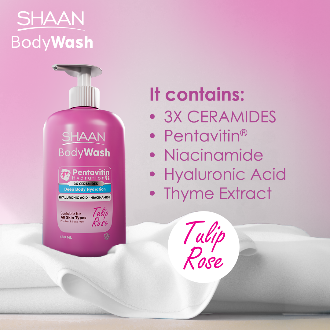 Shaan Body Wash bottle with ingredients listed