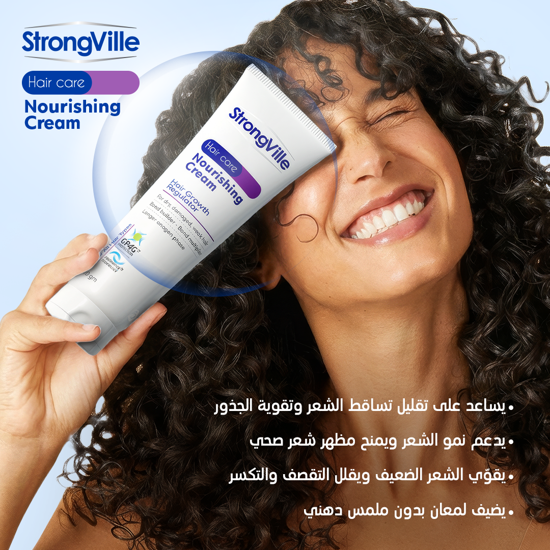 StrongVille Nourishing Cream with product features listed.
