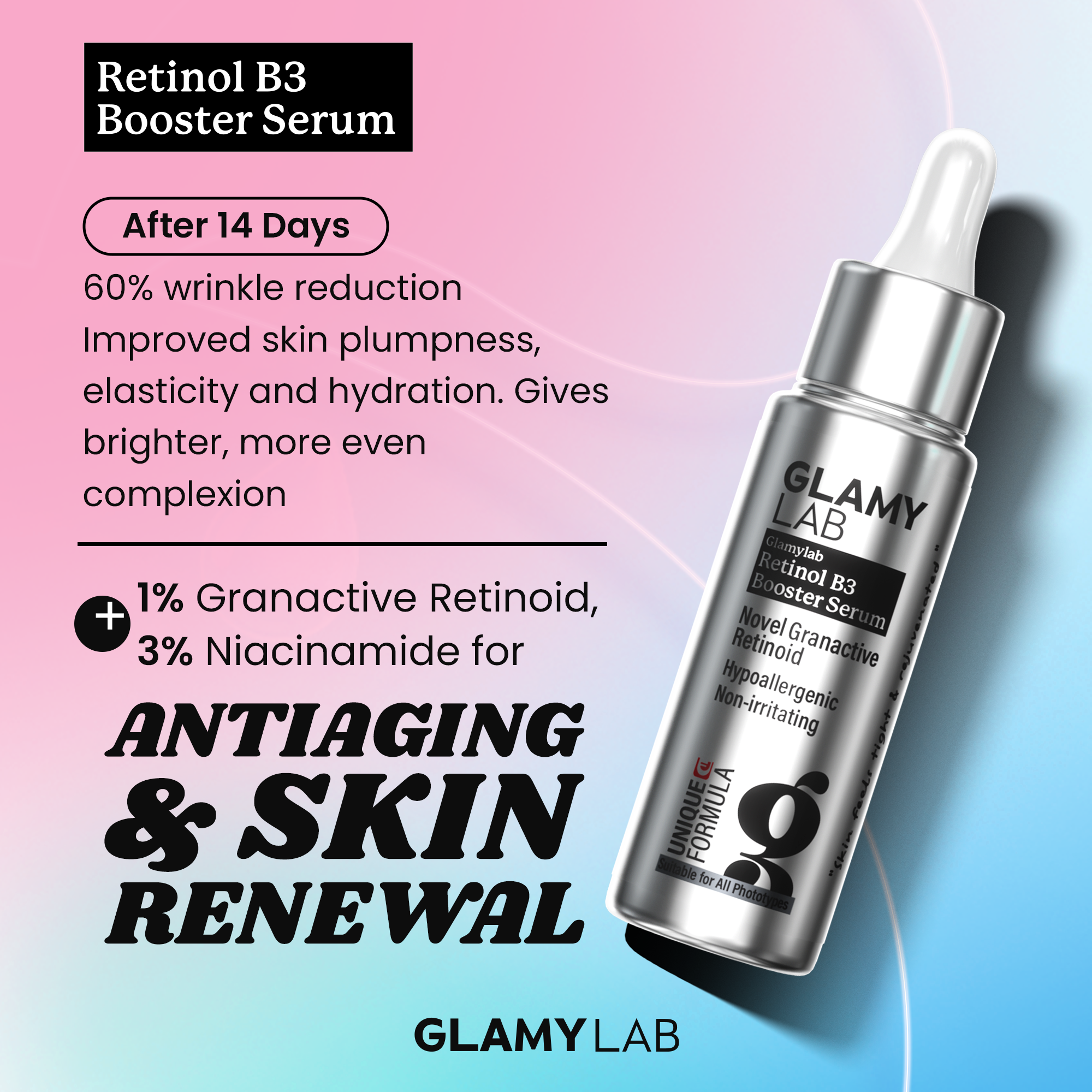 GLAMY LAB Retinol B3 Booster Serum bottle with product details