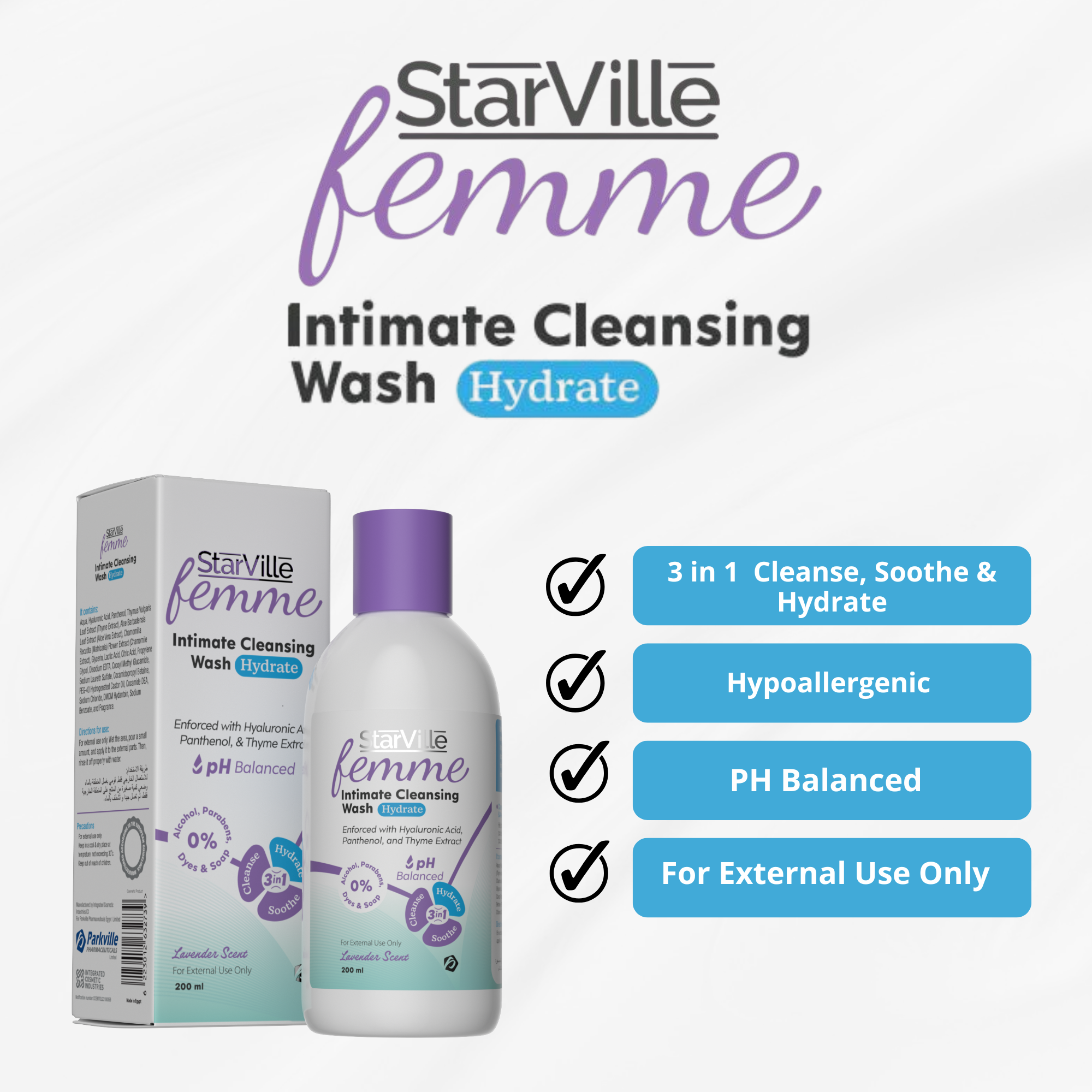 StarVille Femme Intimate Cleansing Wash Hydrate 200 ml