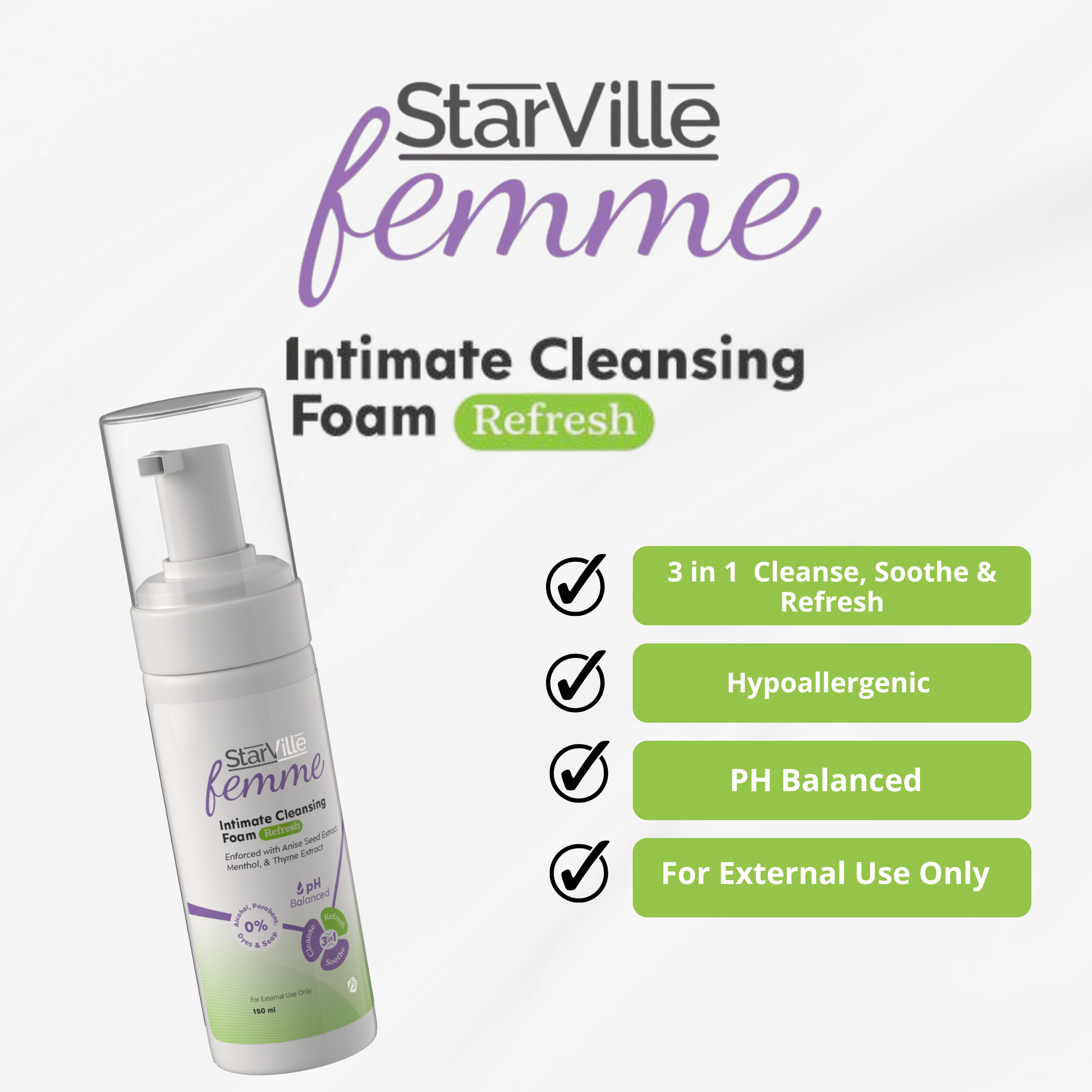 StarVille Femme Intimate Cleansing Foam Refresh 150 ml