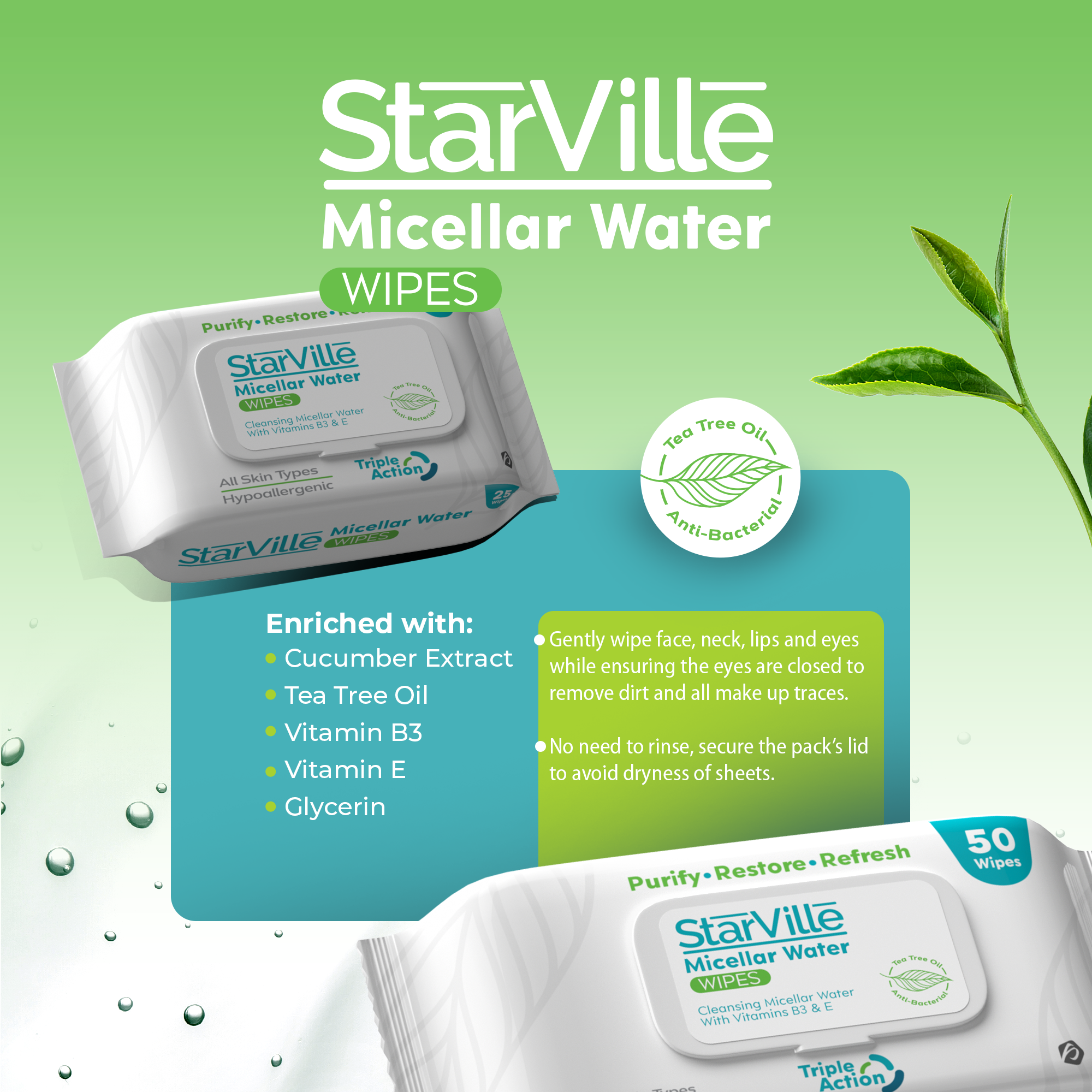 StarVille Micellar Water Wipes 50