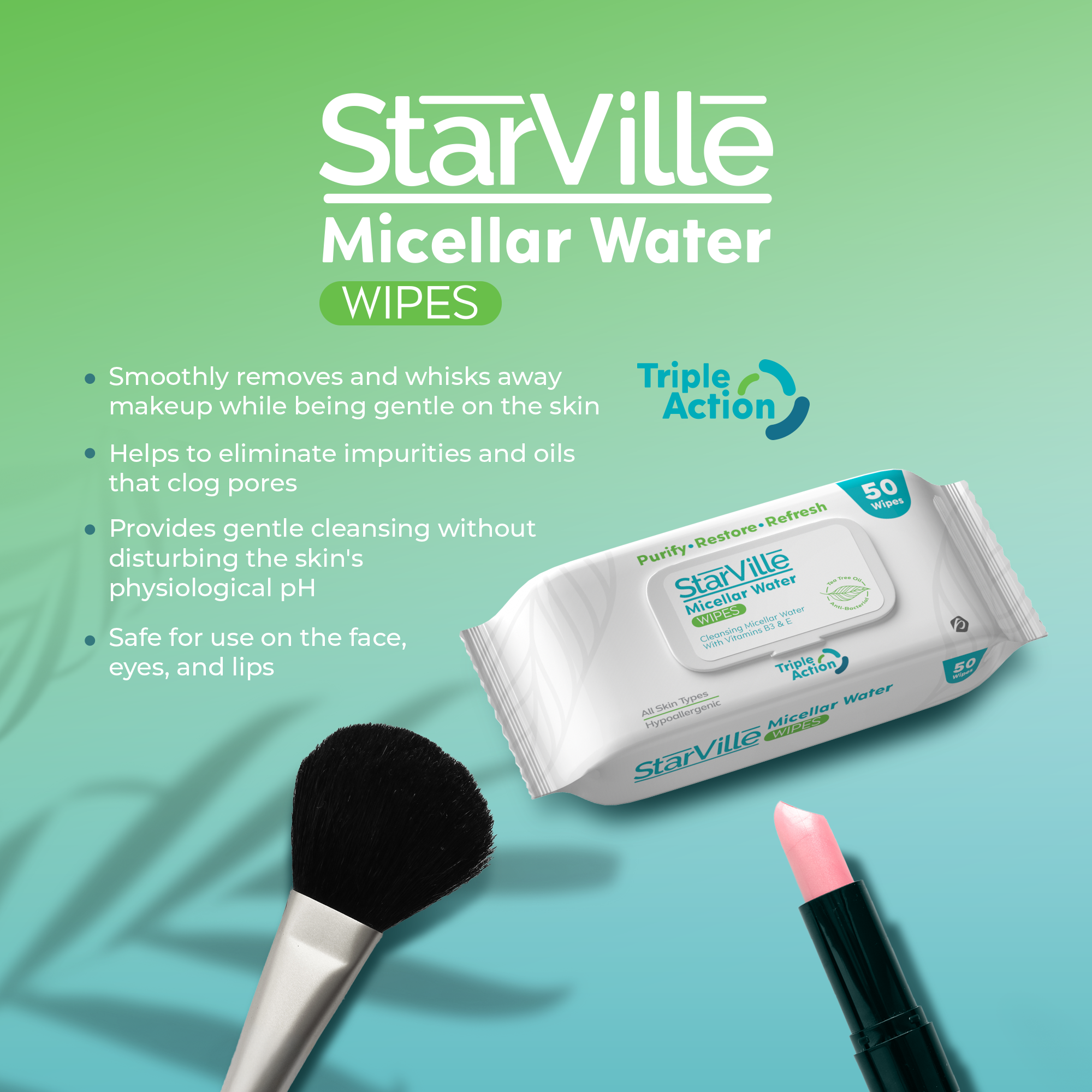 StarVille Micellar Water Wipes 50