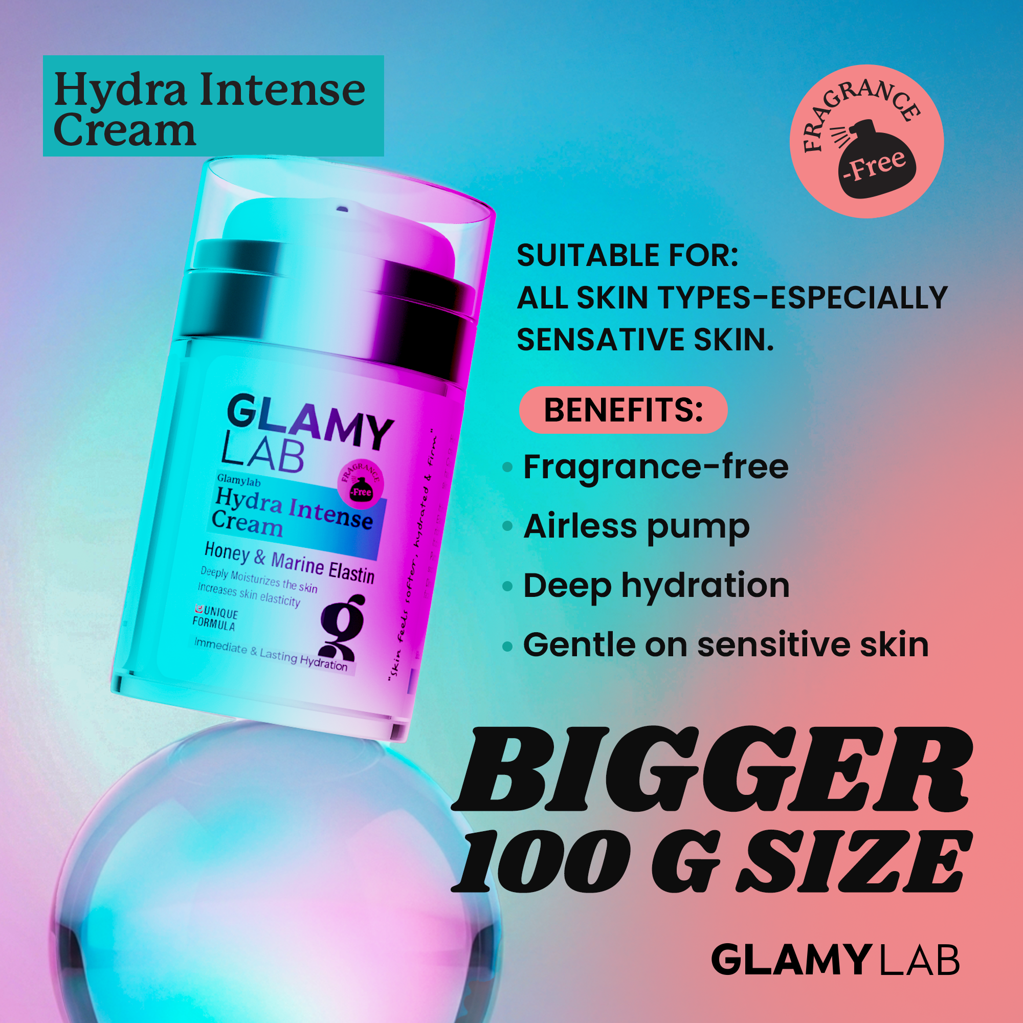 Glamy Lab Hydra Intense Cream Fragrance Free 100ml