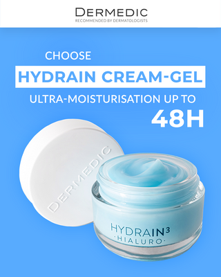 Dermedic Hydrain Cream-Gel jar with blue cream 