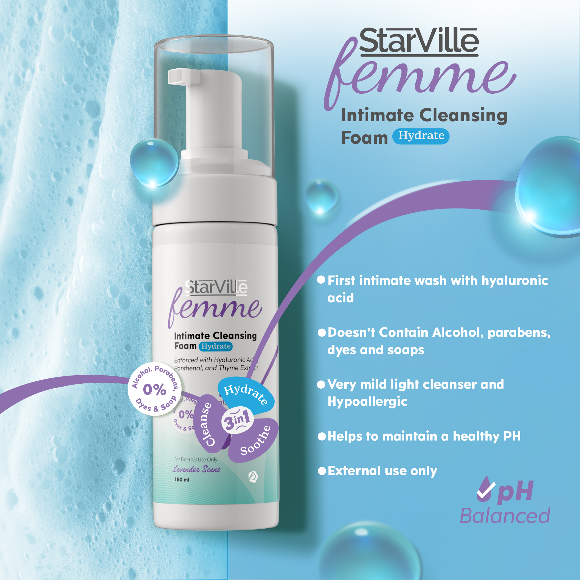 StarVille Femme Intimate Cleansing Foam Hydrate 150 ml