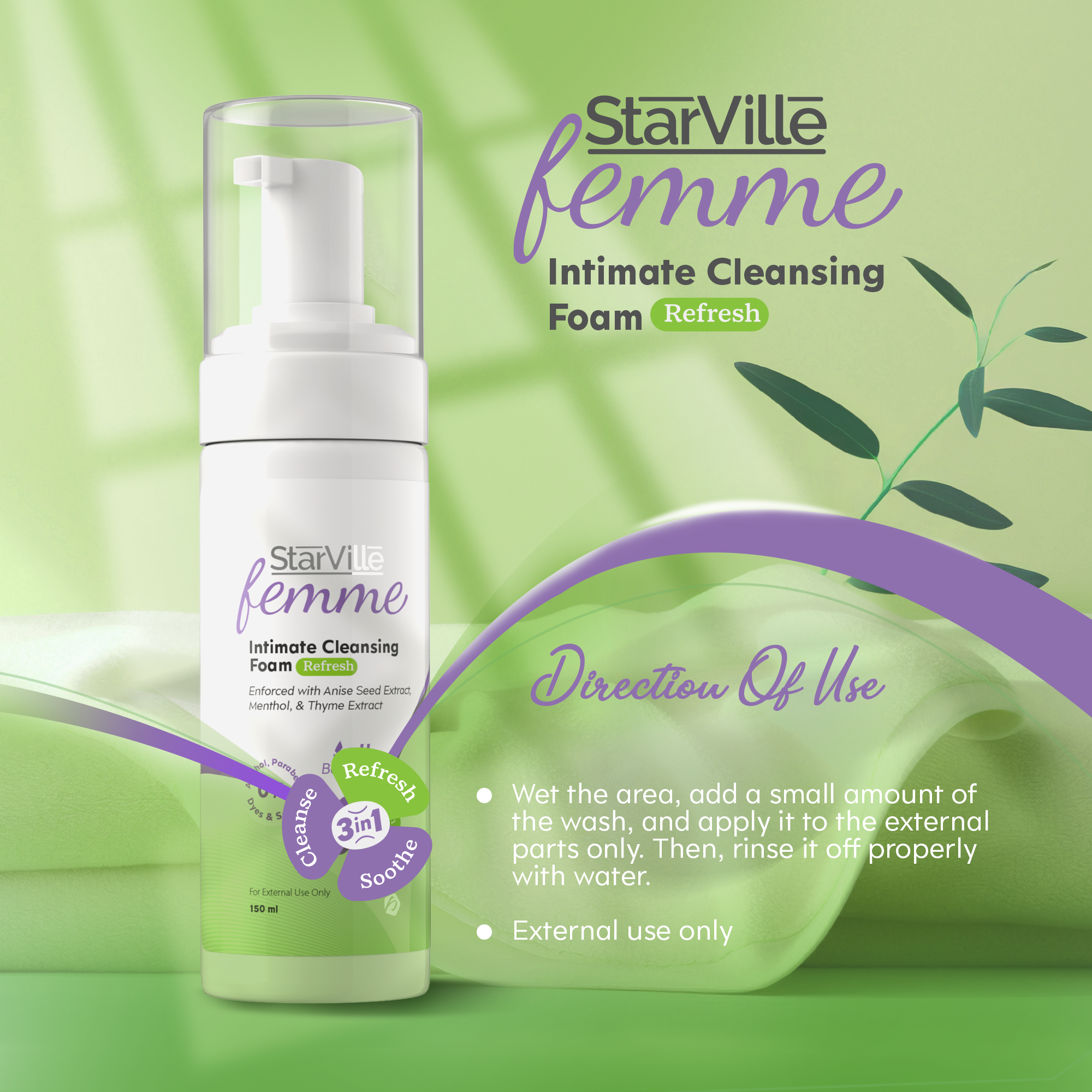 StarVille Femme Intimate Cleansing Foam Refresh 150 ml