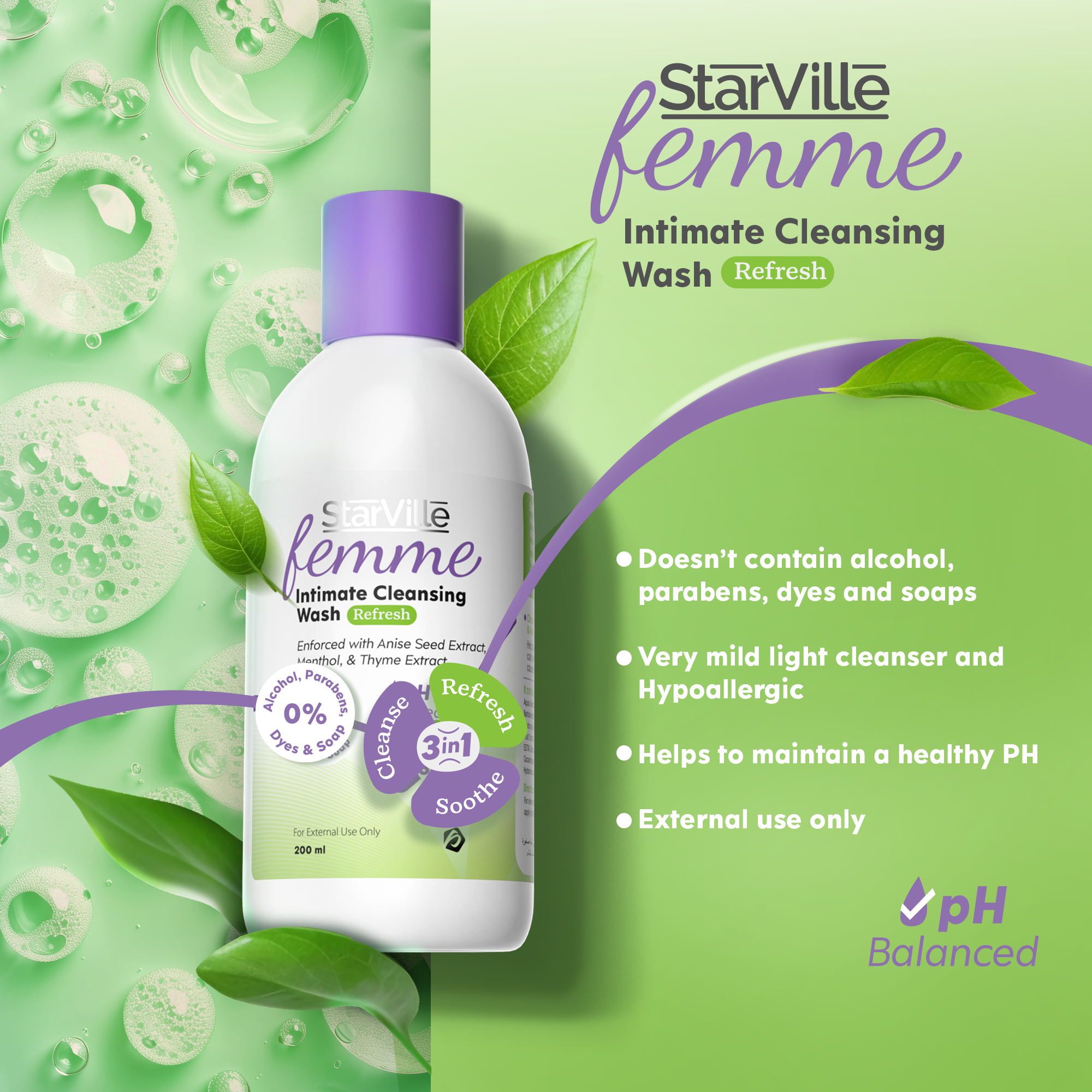 StarVille Femme Intimate Cleansing Wash Refresh 200 ml