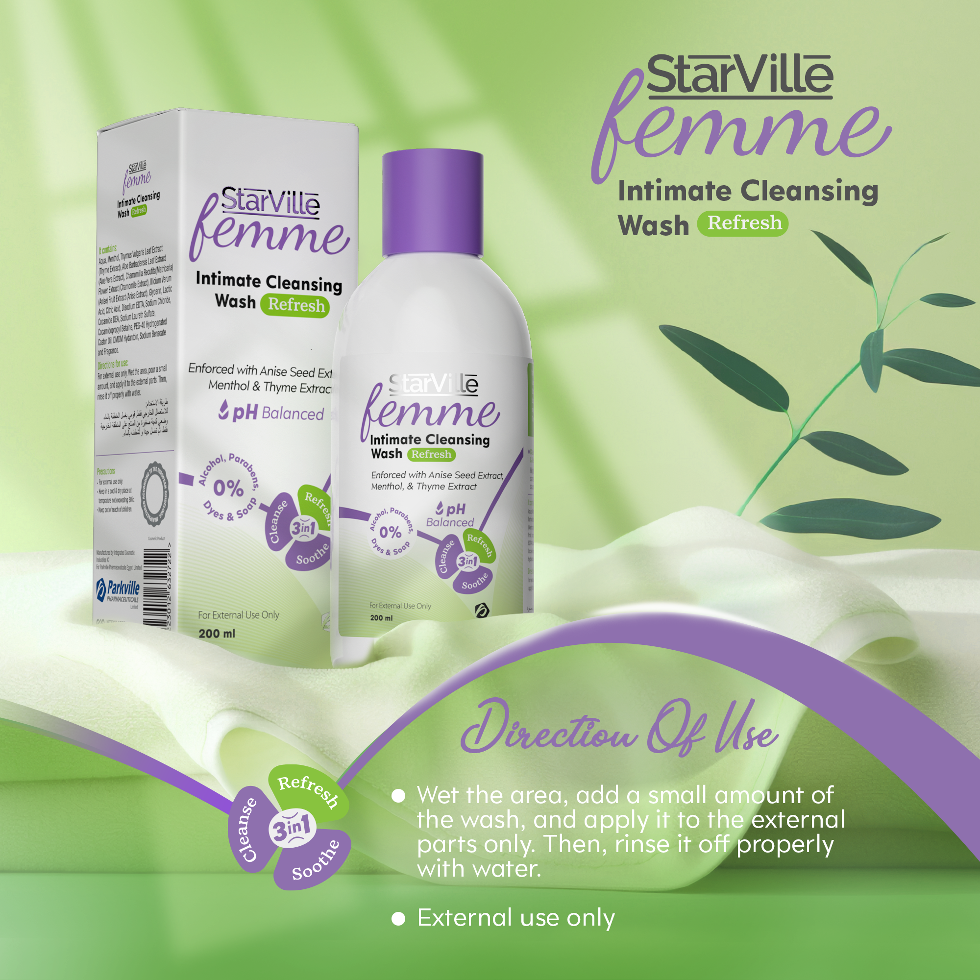 StarVille Femme Intimate Cleansing Wash Refresh 200 ml