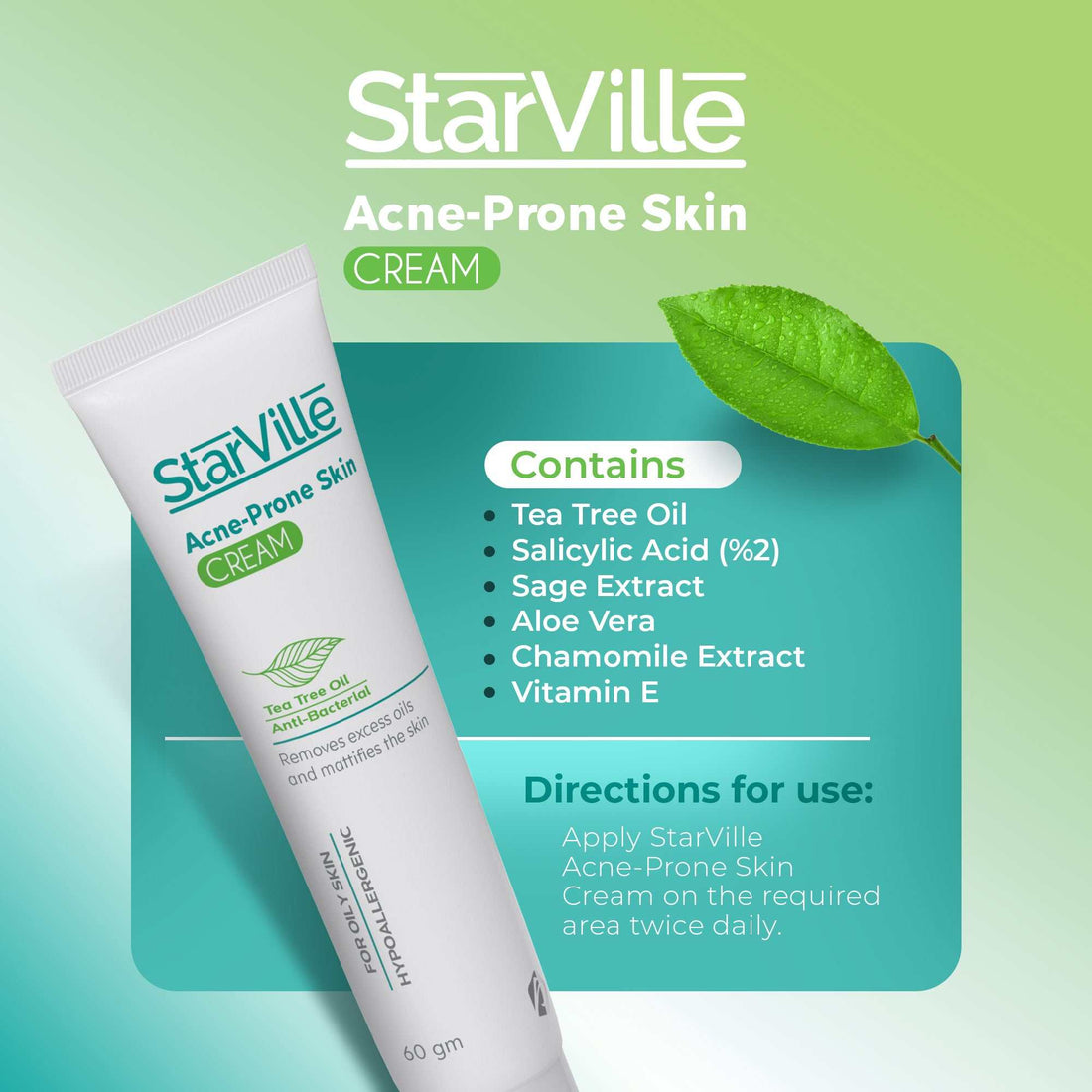Gallery Detail: Starville Acne Prone Skin Cream 60 Gm