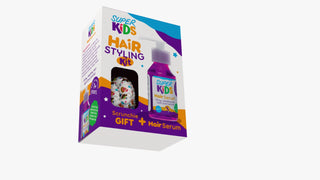 Super Kids Hair Styling Kit packaging with hair serum bottle 
