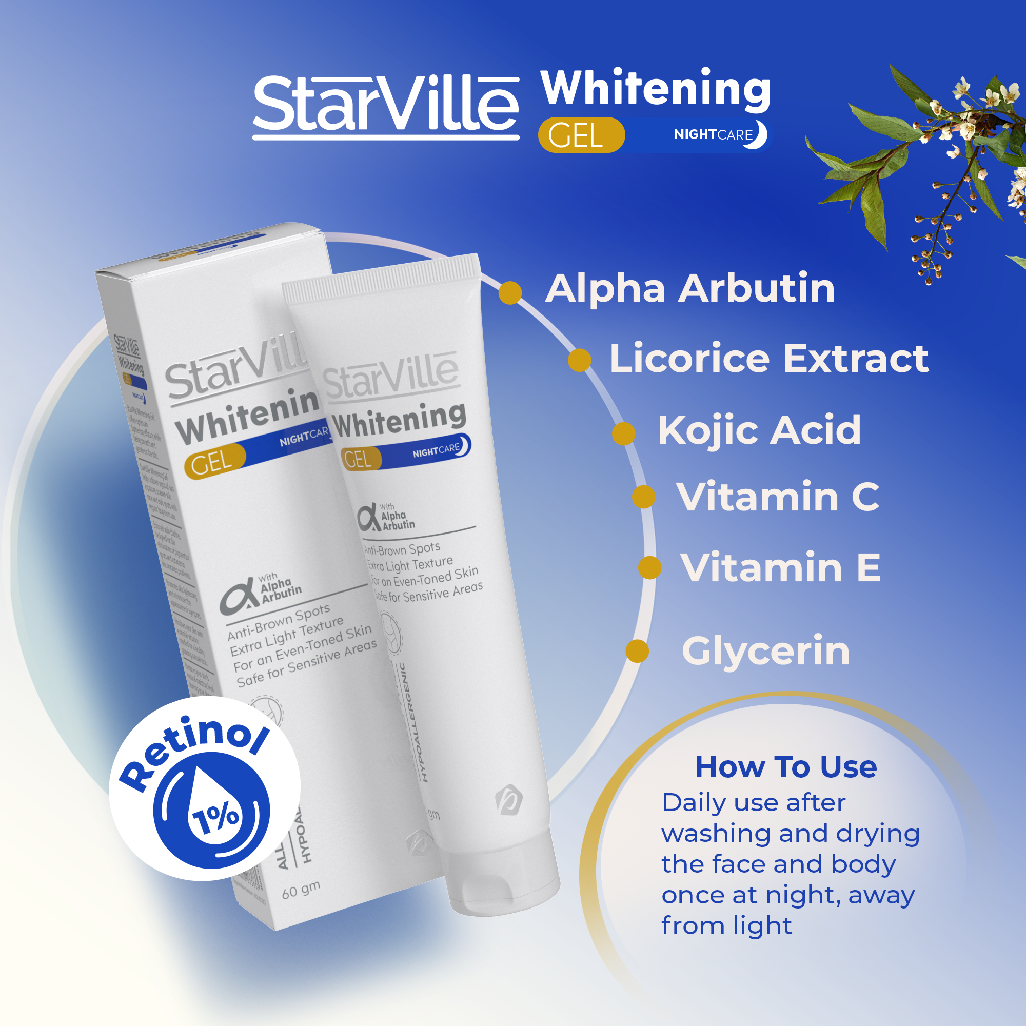 Starville Whitening Night Care Gel 60 gm