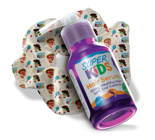 Super Kids Hair Serum bottle with colorful packaging 